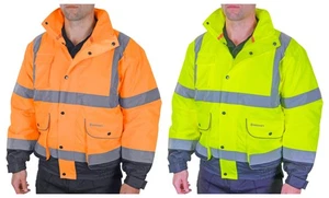 Beeswift Hi-vis Two-tone Constructor Bomber Jacket Orange/Navy, Yellow/Navy CBJT - Picture 1 of 5