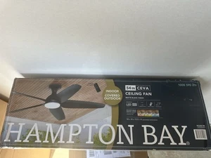 Hampton Bay Ceva 54" Indoor/Outdoor Matte Black Ceiling Fan + Remote OB - Picture 1 of 9