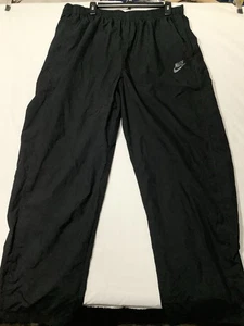 Nike Black Track Pants XXL Windbreaker Baggy Lined Y2K Ankle Zip Vintage 90’s - Picture 1 of 15