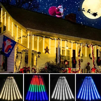 50cm LED Meteor Shower Rain Lights Icicle Snowfall Lights Christmas Outdoor Tree - Image 1 of 4