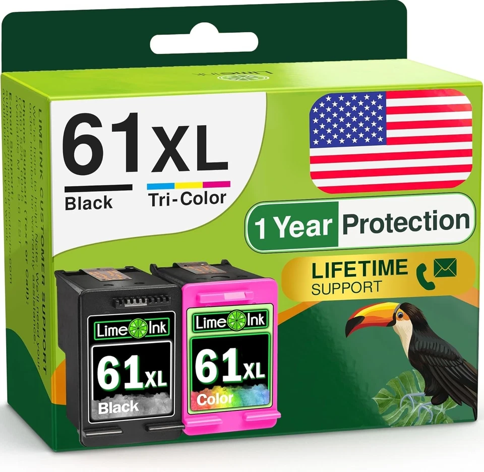 2 pk 61XL Black Color Ink cartridge for HP ENVY 4500 4501 4502 4504 5530 Deskjet - Image 1 of 4