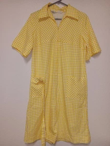 Sears Zip & Dash Midi House Dress Size 20 Yellow Plaid Vtg 60s Rockabilly Mom - Picture 1 of 5