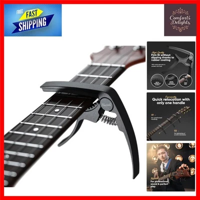 Black Guitar Capo + 3 Picks - Perfect for Acoustic & Electric Guitars - Image 1 of 4