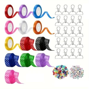 233PCS All In One Keyring Craft Kit Featuring Glossy Ribbons And Smooth Acrylic - Picture 1 of 8