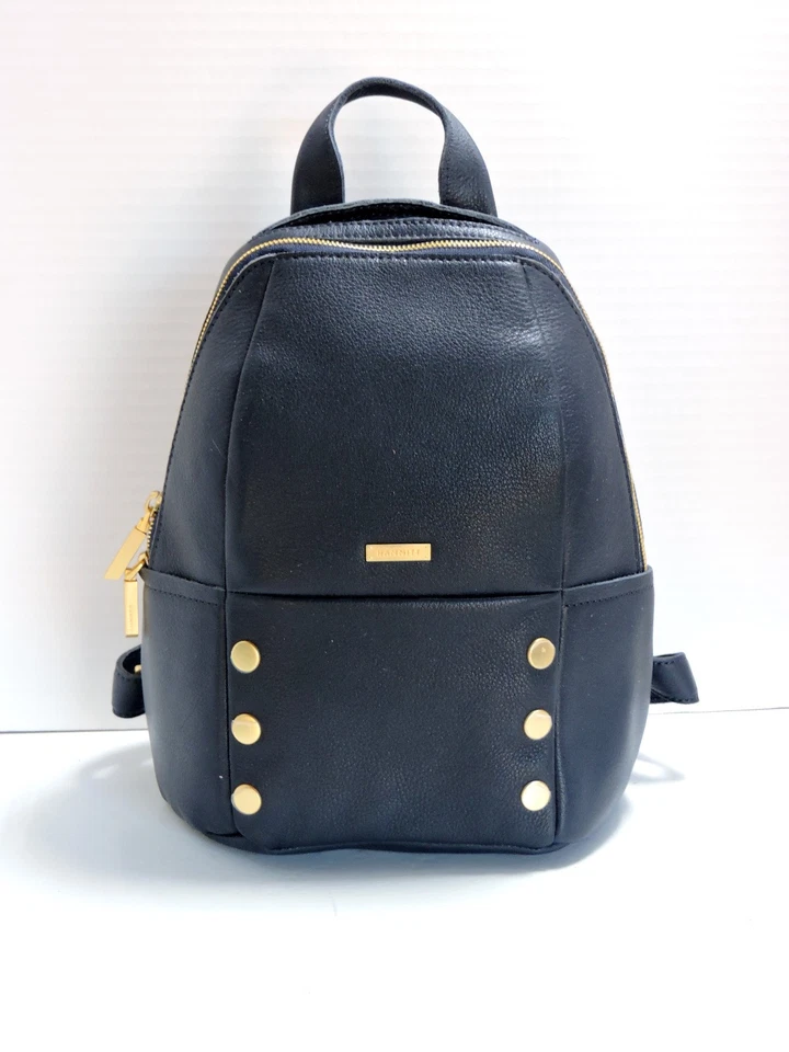 Hammitt Hunter Medium Backpack Black Pebbled Leather Silver Zip Bag