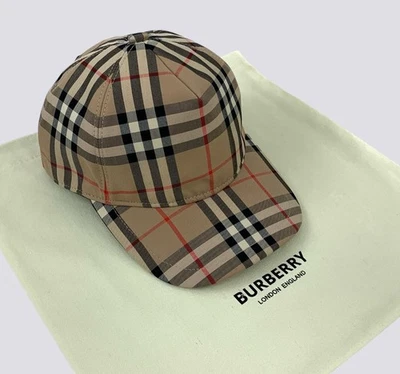 Burberry London Nova Check Logo Baseball Trucker Cap Hat Beige Size M - Photo 1/4