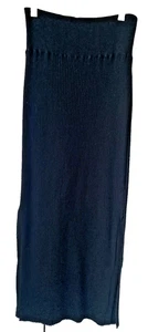 NakedCashmere Aubrie Cotton Cashmere Ribbed Knit Midi Skirt Black Sz S - Picture 1 of 9