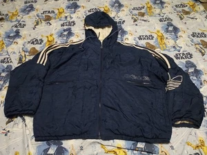 80s Vintage Adidas Jacket Mens Trefoil Full Zip Hip Hop Quilted Insulated - Picture 1 of 15