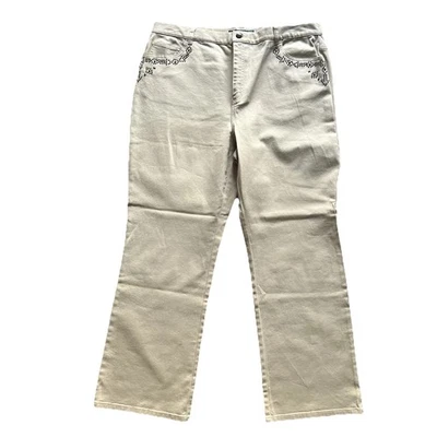 Pantalones de mezclilla Lauren Jeans Co Ralph Lauren para mujer 20 W beige corte bota adornados vintage Foto 1 de 4
