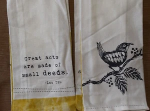 NEW Set of 2 - 100% Cotton Kitchen Dish Towels Birds Yellow Kitchen Decor 17x28" - Picture 1 of 8