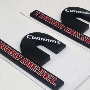2PCS SET Cummins Turbo Diesel Emblems Badges For RAM 2500 3500 Fender Nameplate - Picture 1 of 8