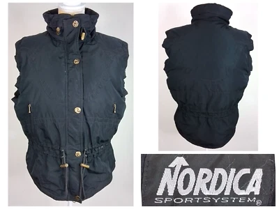 Chaleco de plumón Nordica para mujer talla 8 negro acolchado vintage #W3365 Foto 1 de 4