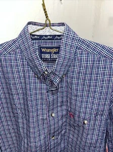 Wrangler George Straight collection Button Plaid M Regular Long Sleeve Men’s - Picture 1 of 4