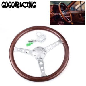 Universal 15'' 380mm Racing Steering Wheel Real Wood Aluminum Polished  Spokes - Picture 1 of 11