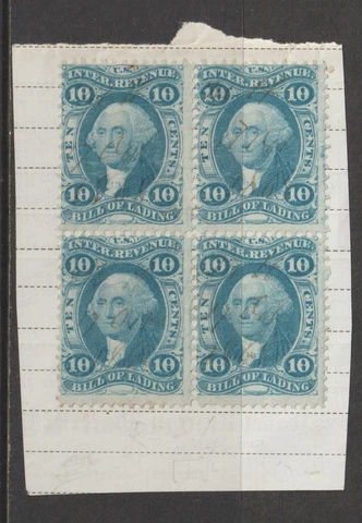 EDSROOM-14225 US Revenue R32c Block of 4 Used on Piece CV$10 Cover
