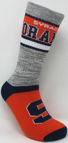 Syracuse Orange NCAA FBF For Bare Feet Double Deuce Gray Knit Crew Socks *Large Cover