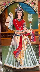 Hand-Made Persian Qajar period Oil Painting on Canvas, Woman Persia Painting | - Picture 1 of 14