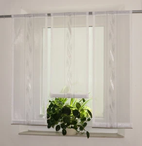 Gardine Vorhang 3er Set  Bistro modern Voile weiß schwarz Scheibengardine Store - Bild 1 von 13