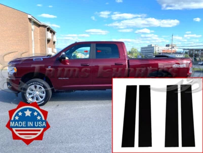 fit:2020-2025 Dodge Ram 2500/3500/HD 4Dr 4Pc Pillar Post Trim Matte Black Cover - Image 1 of 3