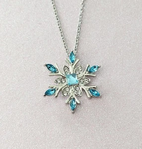 Blue Crystal Snowflake Pendant Necklace - Picture 1 of 3