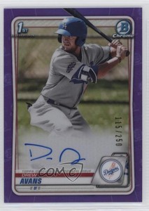 2020 Bowman Chrome Prospect Auto Purple Refractor /250 Drew Avans #CPA-DA Auto