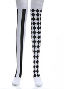 Clown Striped Printed Over Knee Long Sock Thigh Highs Stockings Cosplay Tights - Picture 1 of 3