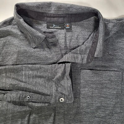 Marc Anthony Men's XL Slim Fit Black Long Sleeve Button Up Shirt Polyester Rayon - Image 1 of 4