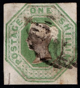 1847 1/- Verde in rilievo SG 55 Taglio Quadrato Buono Usato Gatto. £1.000,00 - Foto 1 di 1