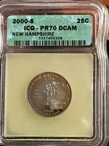 2000 S 25C New Hampshire State Quarter PR70DCAM ICG - Picture 1 of 2