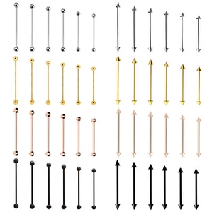 Straight Barbell Industrial Scaffold Bar Ear Piercing Surgical Steel Gold Black - Picture 1 of 1