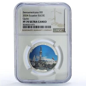 Ecuador 1 sucre Quito City Capitals Ibero-American PF70 NGC silver coin 2024 - Picture 1 of 2