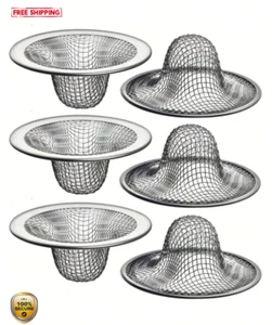 6pcs Stainless Steel Sink Strainer - Mesh Drain & Hair Catcher for Bathroom - Picture 1 of 6