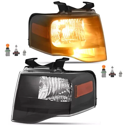 Faros negros izquierda+derecha esquina ámbar con bombillas para Ford Expedition 2007-2014 Foto 1 de 4