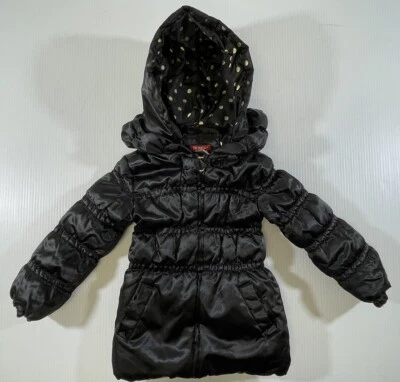 Abrigo acolchado Bongo Girls negro con capucha extraíble y cremallera 4 Foto 1 de 4