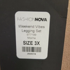 Fashion Nova Leggings Set Womens Size 3X Mocha Weekend Vibes Short Sleeve - Picture 1 of 7