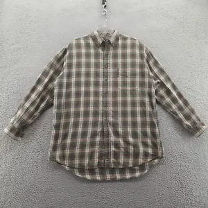 Abercrombie Fitch Men The Big Shirt Flannel Medium Beige Green Plaid 90s Grunge - Picture 1 of 12