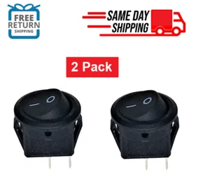 3A 250V 6A 125V SPST ON/OFF 2 POSITION MINI ROUND ROCKER SWITCH [2 Pack] - Picture 1 of 2