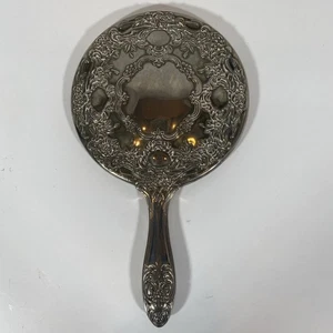 International Silver Company Victorian Hand Held Silver Plated Mirror Vintage - Picture 1 of 9