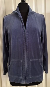 Chadwick's Women's Size Large Blue Velour Zip Up Sweatshirt Jacket - Picture 1 of 9