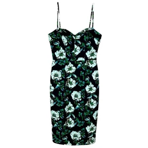 Black Halo Floral Black and Green Pencil Dress - Picture 1 of 11