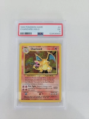 1999 POKEMON BASE SET UNLIMITED #4 CHARIZARD-HOLO PSA 5 - Image 1 of 2