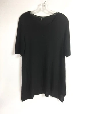 Top túnica de punto medio negro texturizado Eileen Fisher para mujer Foto 1 de 4