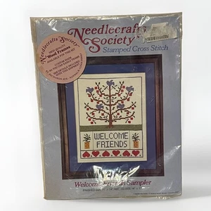 Kit de punto de cruz estampado Needlecrafts Society bordado bienvenida amigos muestrador - Imagen 1 de 3