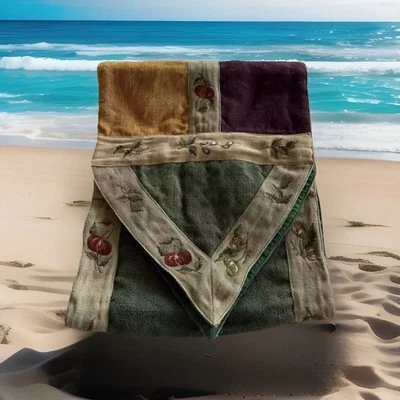 Pier 1 Imports Fall Table Runner Fruit Burlap Jute Warm Colors 72"x14" Country - Image 1 of 4