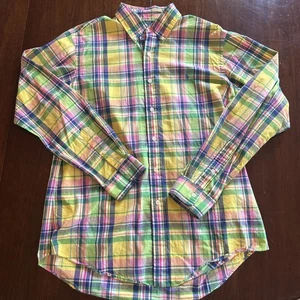 Ralph Lauren Custom Fit Shirt Men's Sz L Button Up Plaid Long Sleeve Cotton - Picture 1 of 10