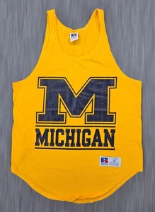 Vintage Michigan Wolverines Yellow & Blue Women's Medium Tank Top Made in USA - Picture 1 of 4