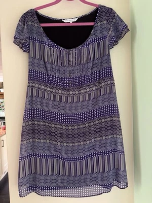 ROCHA JOHN ROCHA UK16 Ladies Purple Tunic Top With Ties, Button & Sequin Detail - Image 1 of 4