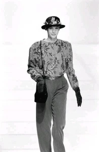 Emporio Armani FW 1989 Runway Vintage Collarless Floreal Wool Bomber Jacket 42-M - Foto 1 di 15