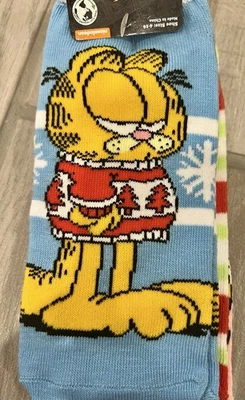 NUEVO Garfield Navidad Vacaciones Calcetines 3 Pares No Show Mujer Zapato Talla 4-10 Odie Foto 1 de 4
