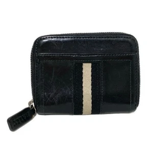 Auth BALLY - Black Cream Leather Canvas Coin Case - Picture 1 of 6